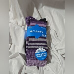 NWT Columbia Women's Crew Socks 2 Pairs Moisture Control Wild Irish Charcoal